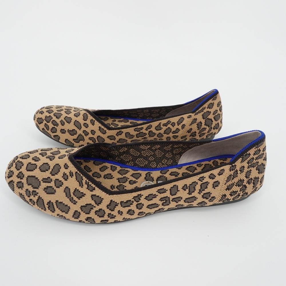 Rothys The Flat Spotted Cat Leopard Print Knit Ballet Flats Size 9.5 Womens - Picture 5 of 7